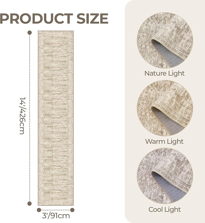 3x14 Washable Runner Rug for Hallway, Non-Slip Long Hallway Runner for Entryway - Image 2