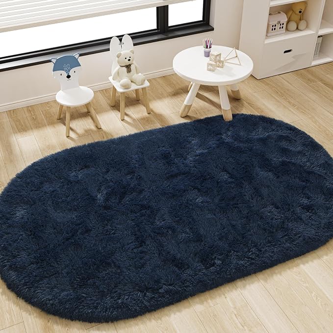 LOCHAS Bedroom Rug 3.3' x 6.2', Soft Oval Throw Rugs Carpet - Image 2