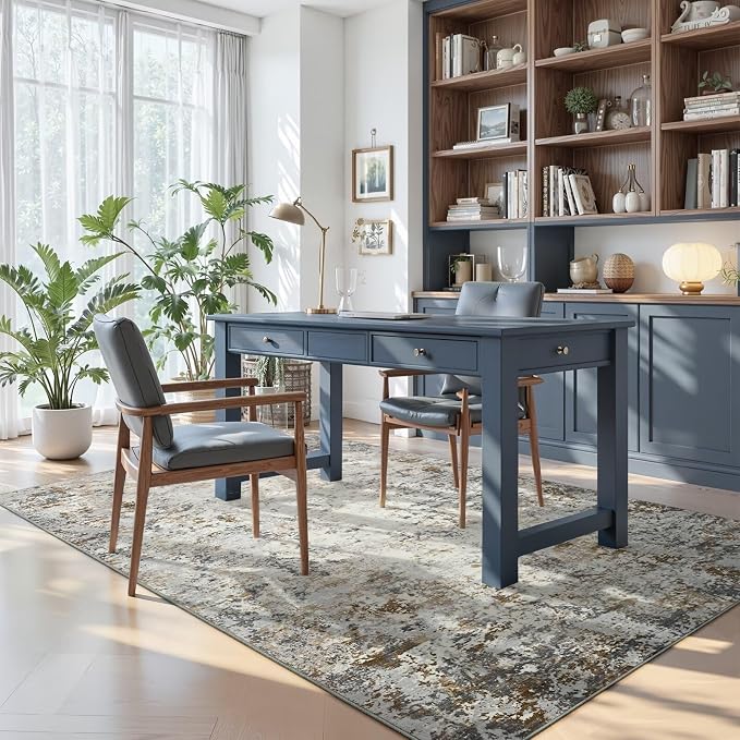 Toneed Abstract Area Rug Modern Washable Rug Soft Non Slip Rug Low Pile - Image 5