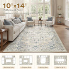 cotiled 10x14 Area Rug Machine Washable Vintage Carpet - Image 7