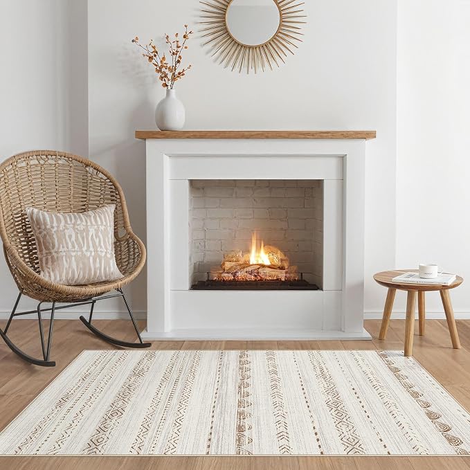 Nakagishi 2X4 Rug Washable Area Rug: Small Soft Boho Farmhouse Neutral Moroccan - Image 7