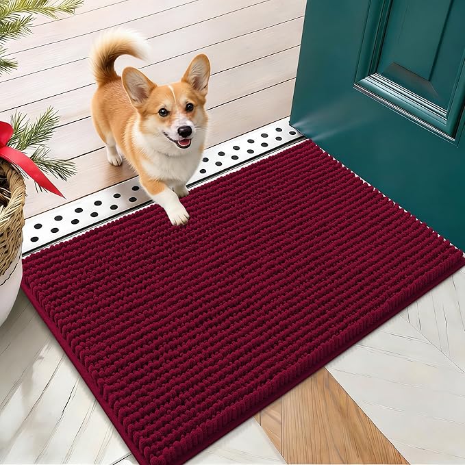 OLANLY Dog Door Mat for Muddy Paws 24x16, Ultra Absorbent Chenille Mud Doormat by OLANLY