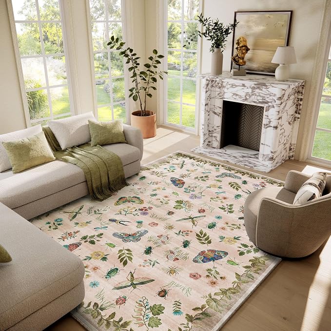 Machine Washable Rugs for Living Room: 6x9 Area Rugs Bedroom Rug Stain by palohom