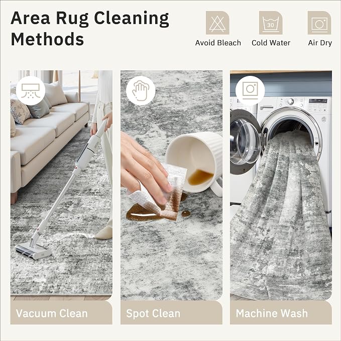 Soalmost Abstract Rug 8x10 Large Living Room Rugs Neutral Modern Washable Area - Image 9