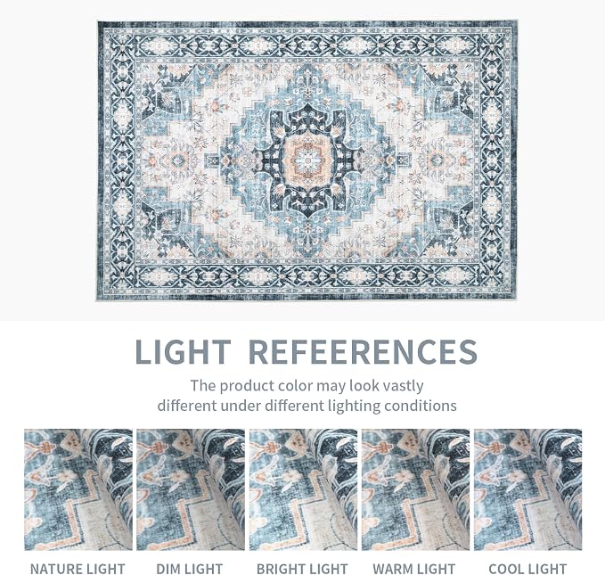Washable 6×9 Area Rug for Living Room, Vintage Floral Rug Soft Non Slip Stain - Image 6