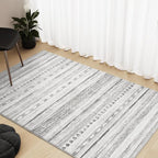 3x5 Area Rug Machine Washable Non Slip Rug Distressed Neutral Moroccan Boho Rug - Image 2