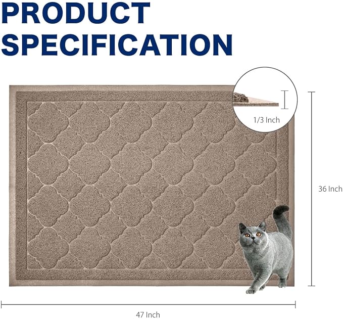 WePet Cat Litter Box Mat, Kitty Premium PVC Pad, Durable Trapping Rug, - Image 2