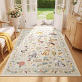 Unirea 3x5 Beige Cat Area Rug for Entryway Kitchen, Medium Washable Kids Rug by UNIREA