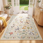 Unirea 3x5 Beige Cat Area Rug for Entryway Kitchen, Medium Washable Kids Rug by UNIREA