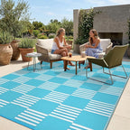 Garvee Waterproof Outdoor Rug 10x20, Checkered Foldable Plastic Straw Patio by Garvee