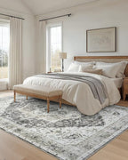 AMADA HOMEFURNISHING Grey 8x10 Area Rug, Washable Low-Profile Large Area Rug - Image 3