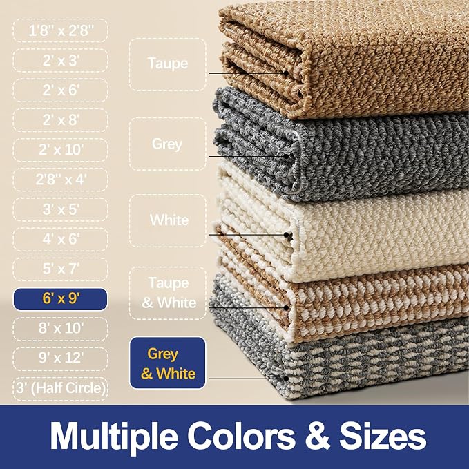 Faux Jute Area Rug 6'x9', Washable & Non-Slip, No Odor. Farmhouse Boho Style - Image 7