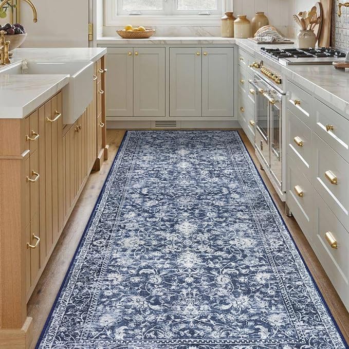KILOCOCO Hallway Runner 3x8 Rug Runner Printed Vintage Floral Washable Kitchen - Image 7