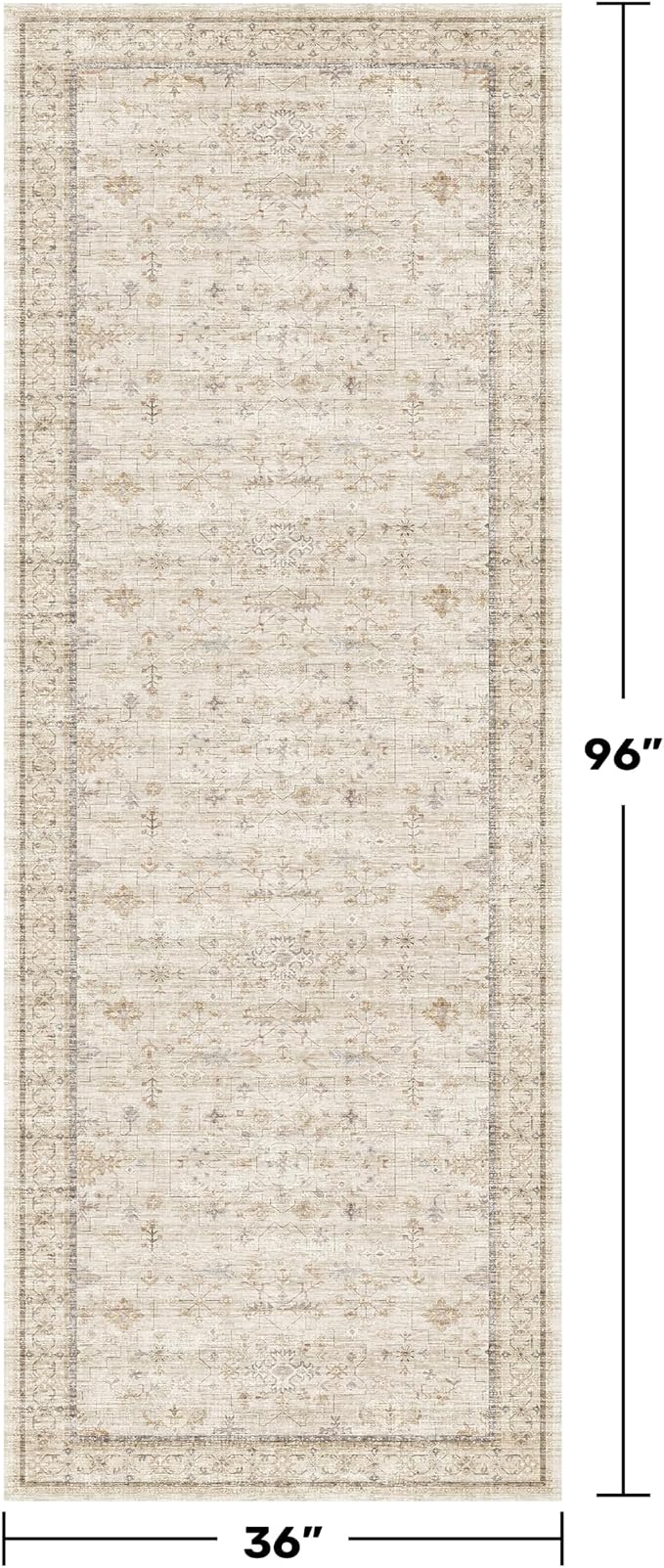 3x8 Non Slip Wide Runner Rug for Hallway Washable, Long Farmhouse Kitchen Rugs - Image 2