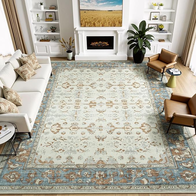 Lessymo Washable Area Rug for Living Room, 9x12 Large Rugs by Lessymo
