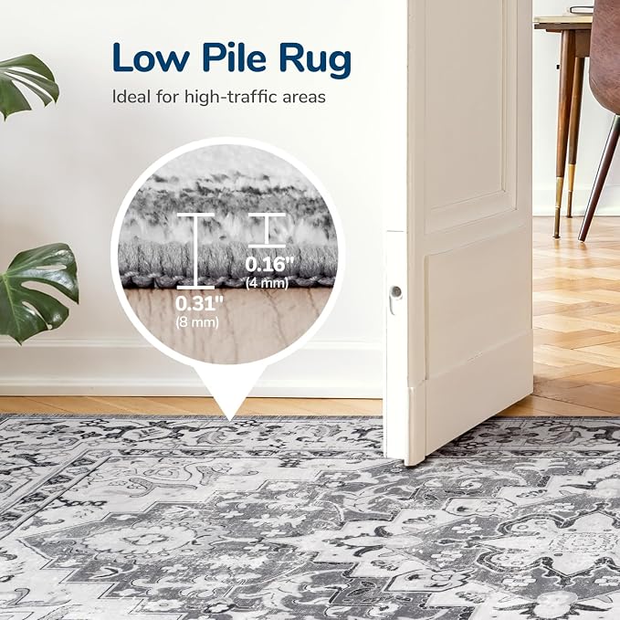 Lessymo 2 x 5 Runner Entryway Rug, Machine Washable Kitchen Rugs Boho Faux Wool - Image 6