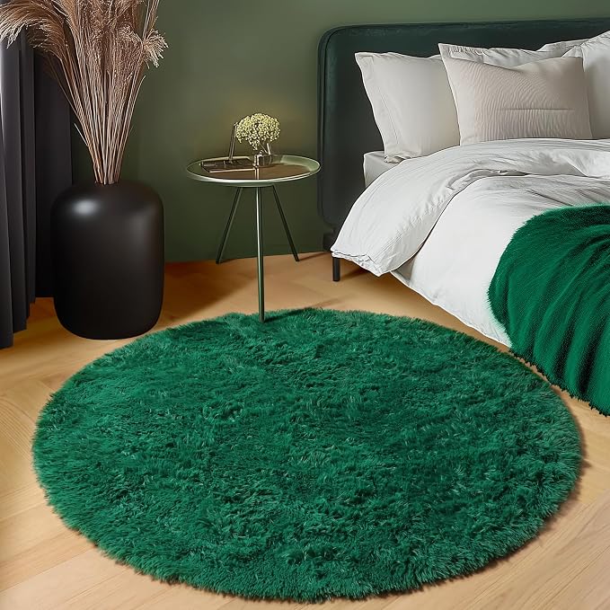 ONASAR Dark Green Round Area Rug 4ft, Soft Bedroom Circle Rugs - Image 6