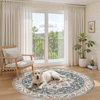 6ft Round Vintage Living Room Area Rug - Image 7