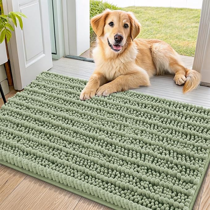 Smiry Dog Door Mat for Muddy Paws 36x24, Absorbent Dirt Trapper, Non-Slip by Smiry