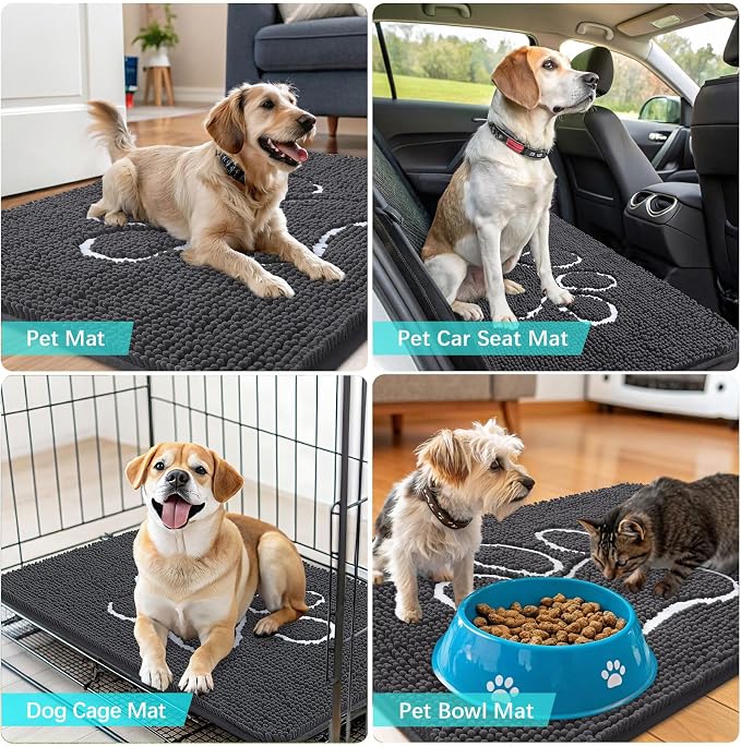 OLANLY Dog Door Mat for Muddy Paws 36x24, Paw Print Design, Absorbs Moisture - Image 7