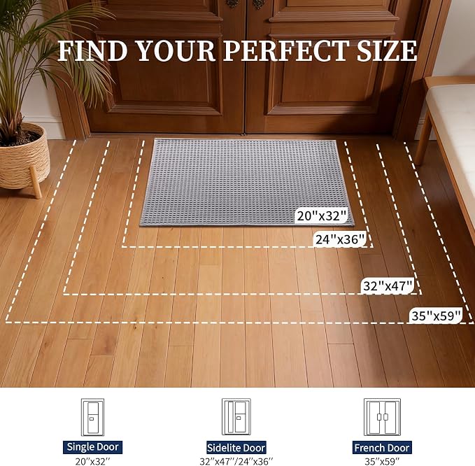 YIHOUSE Indoor Door Mat 20" x 32", Non-Slip Washable Entryway Mat, Dirt Trapper - Image 2