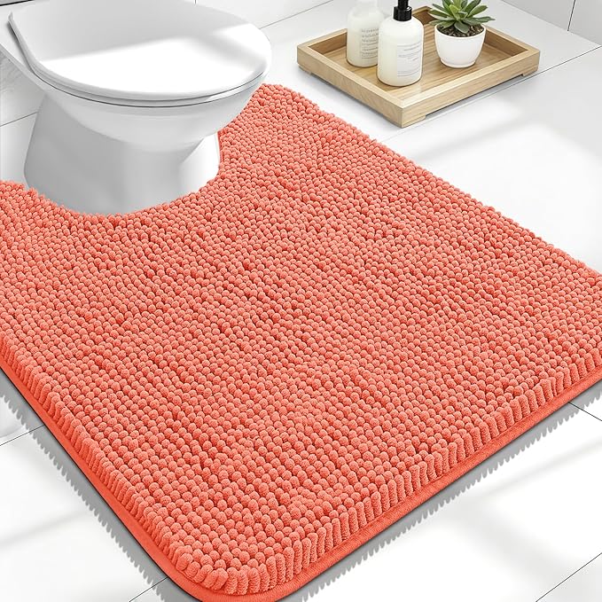 OLANLY Toilet Rugs U-Shaped 24x20, Extra Soft Absorbent Chenille Contour by OLANLY