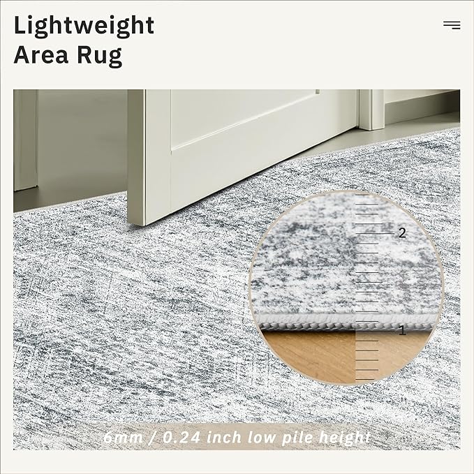 Soalmost 6x9 Area Rug for Living Room Washable 6x9 Gray Rug Non-Slip Modern - Image 7