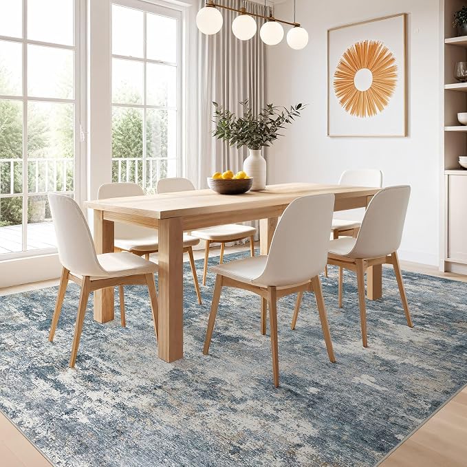 Nakagishi 10x12 Area Rugs Living Room: Washable Abstract Large Neutral Soft Rug - Image 6
