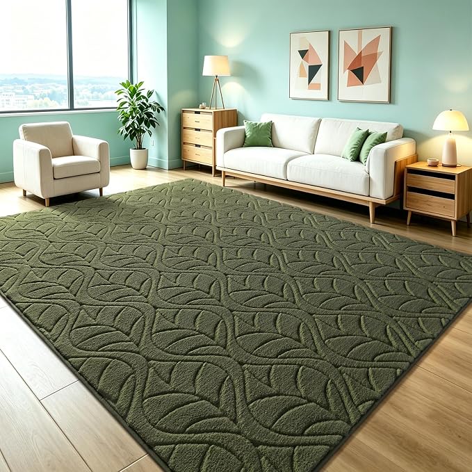Macgace 6x9 Green Area Rug, Soft Shag Carpet, Washable Living Room Rugs by Macgace