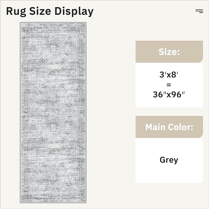 Soalmost Runner Rug 3x8 Washable Non-Slip Hallway Runner Rugs - Image 5