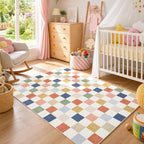GarveeHome Checkered Nursery Kids Boy Playroom 3x5 Washable Rug Colorful - Image 4