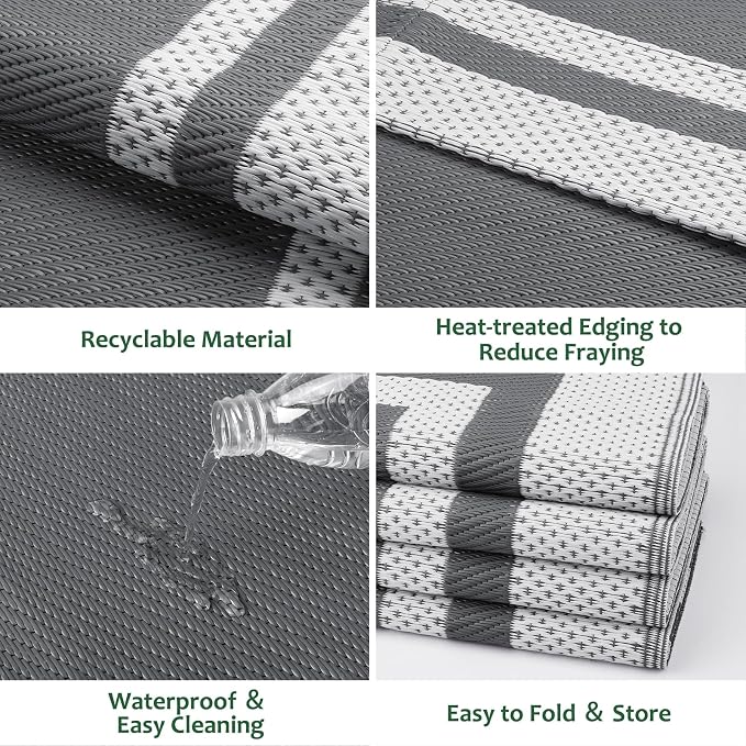 HappyTrends, Outdoor Rug, Patio Rug, Reversible Portable Plastic Straw Rug - Image 4
