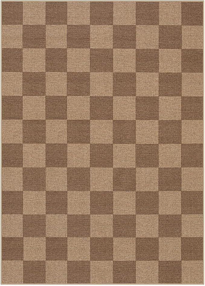 Lahome Colette Checkered Easy Jute Living Room Rugs, 5x7 Large Dining Room - Image 9