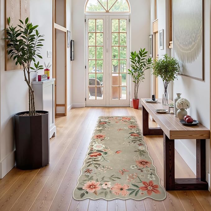 Lahome Floral Kitchen Runner, 2x5 Soft Washable Runner Rug Non Slip, Ultra-Thin - Image 2