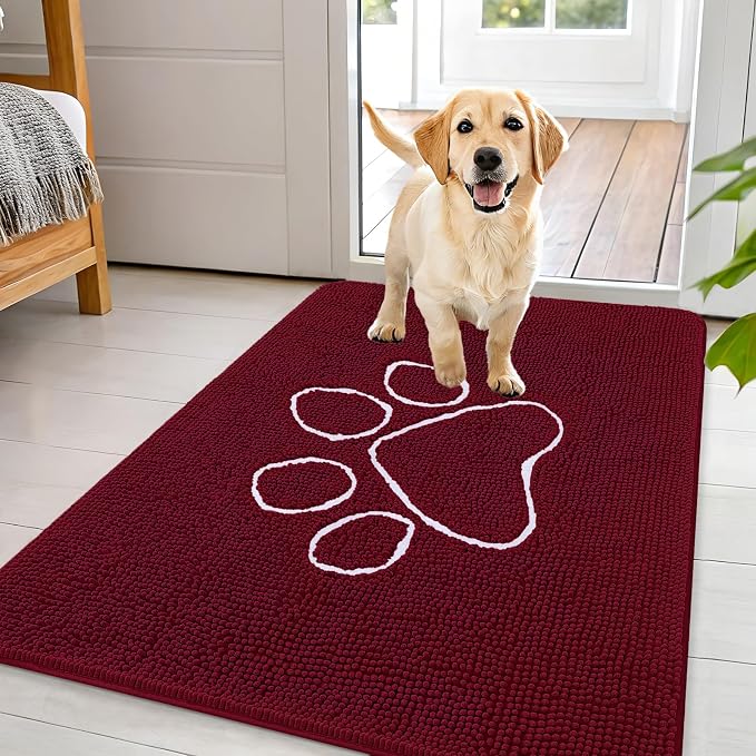 OLANLY Dog Door Mat for Muddy Paws 44x32, Paw Print Design, Absorbs Moisture by OLANLY
