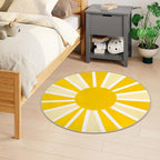 Lahome Yellow Rainbow Sun Round Rug: 3ft Washable & Non-Slip Low Pile - Image 2