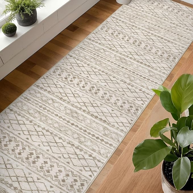KUTA Boho Runners for Hallways 2.6x14 ft Moroccan Beige Washable Long Hall - Image 4