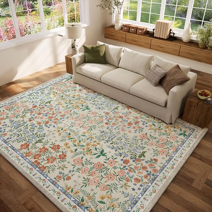 Machine Washable Rugs for Living Room: 6x9 Area Rugs for Bedroom Vintage Stain - Image 8