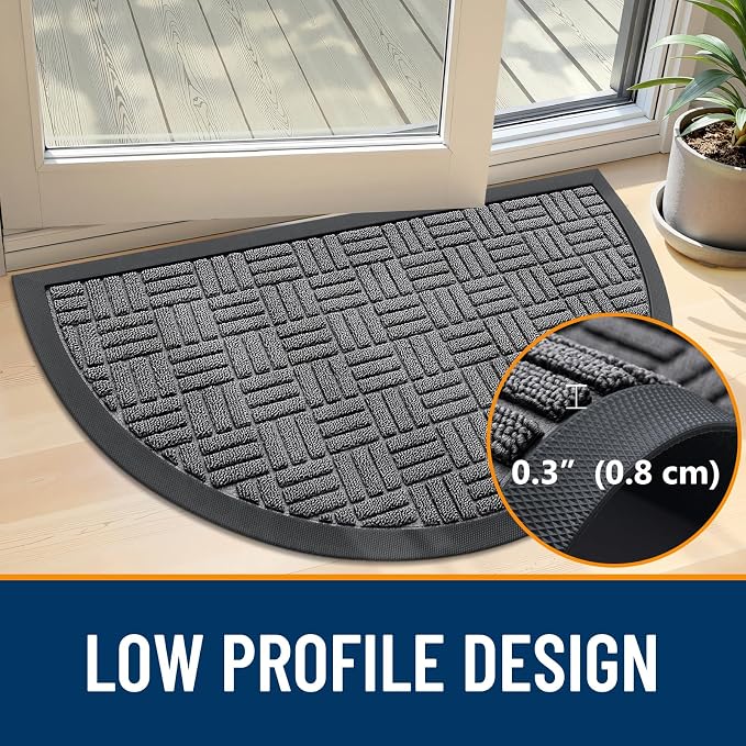 OLANLY Half Circle Door Mat Outside Entrance 29.5x17, Heavy Duty Sturdy Natural - Image 4