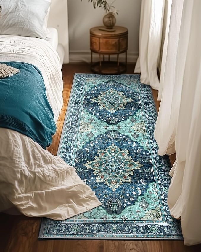 RELEANY Area Rugs Runner 2'x6' Washable Non-Slip, Floral Vintage Distress - Image 2