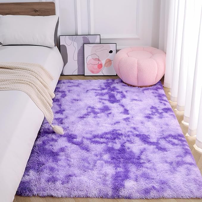 AROGAN Soft Rainbow Area Rugs for Girls Room 6x9 Feet, Fluffy Girls Bedroom Rugs - Image 2