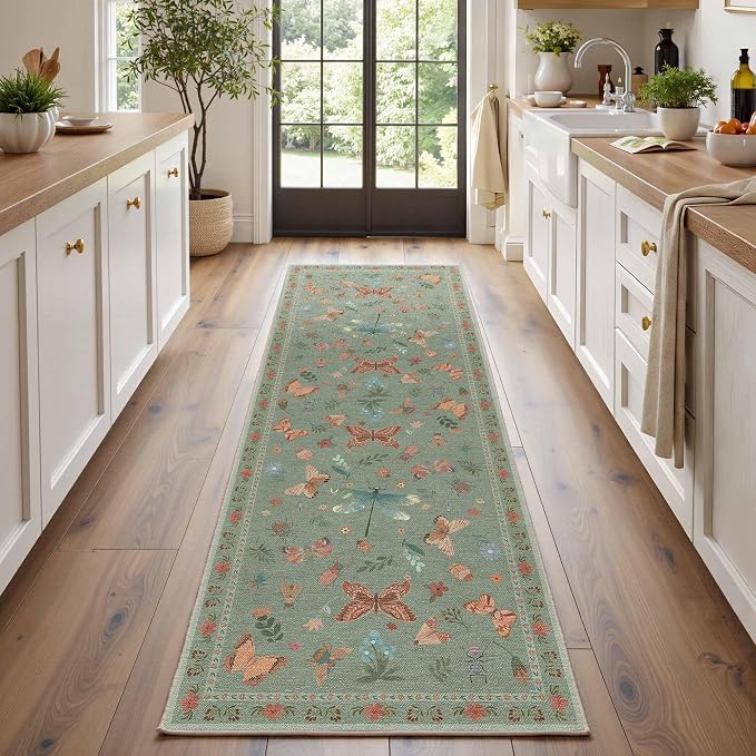 Rugxara 2x6 Floral Runner Rug, Washable Runners by Rugxara