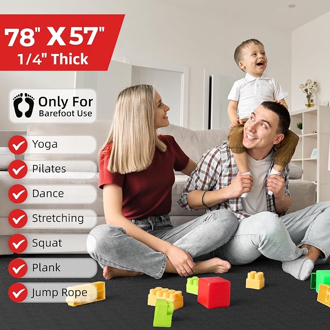 Extra Large Yoga Mat – 72"x48" or 78"x57", 1/4"–1/2" Thick Mat - Image 2