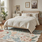 DCX Beige Floral Rug 9x12, Washable Beige Rug - Image 4