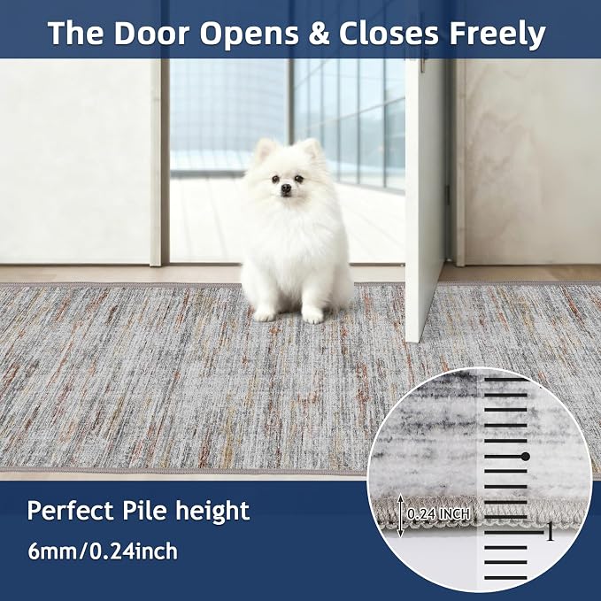 4x6 Rug - Stain Resistant Abstract Washable Rugs, Anti Slip Area Rugs - Image 5