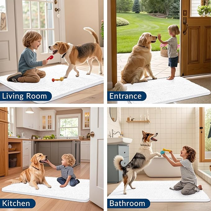 Smiry Dog Door Mat for Muddy Paws 30x20, Absorbent Dirt Trapper, Non-Slip - Image 7