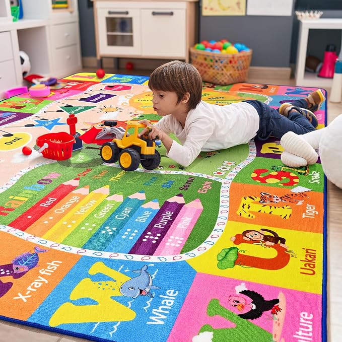 7x10 Playroom Rugs for Kids Washable, Educational and Fun Playmat - Image 6