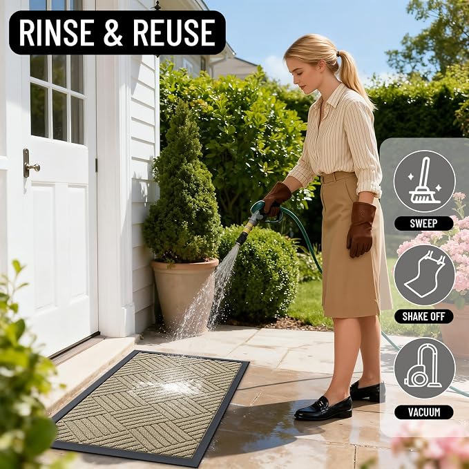 OLANLY Front Door Mat Outside Entrance 35x23, Heavy Duty Sturdy Natural Rubber - Image 7