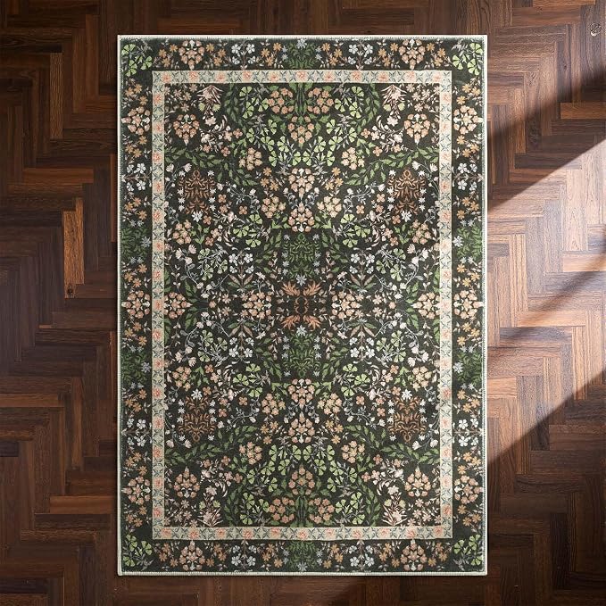 jinchan Zenith Floral 3x5 Area Rug Machine Washable Soft Low-Pile Non-Slip - Image 9