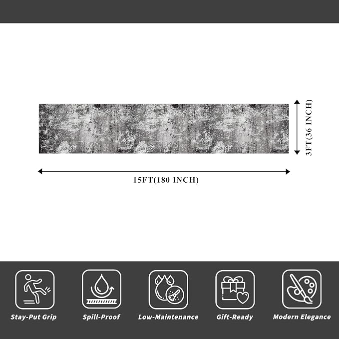3x15 Ft Long Hallway Runner Rug – Non-Slip Washable Kitchen Floor Rug - Image 2